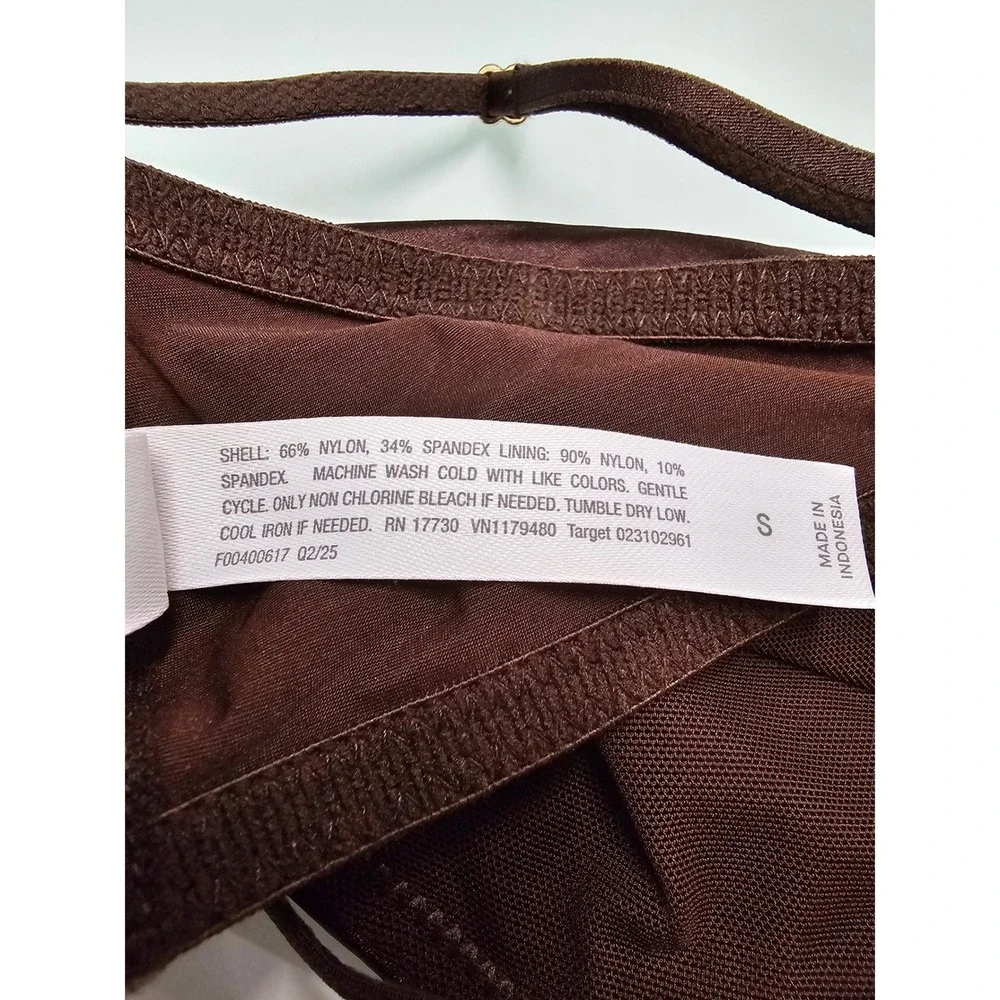 Auden Dark Brown Satin Unlined Scoop-Neck Bralette‎ Small NWT C-002444-01-001